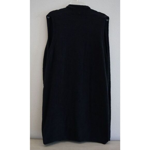Barefoot Dreams A280199 Womens Sz M Black CozyChic Lite Drape Front Calypso Vest - Picture 2 of 5